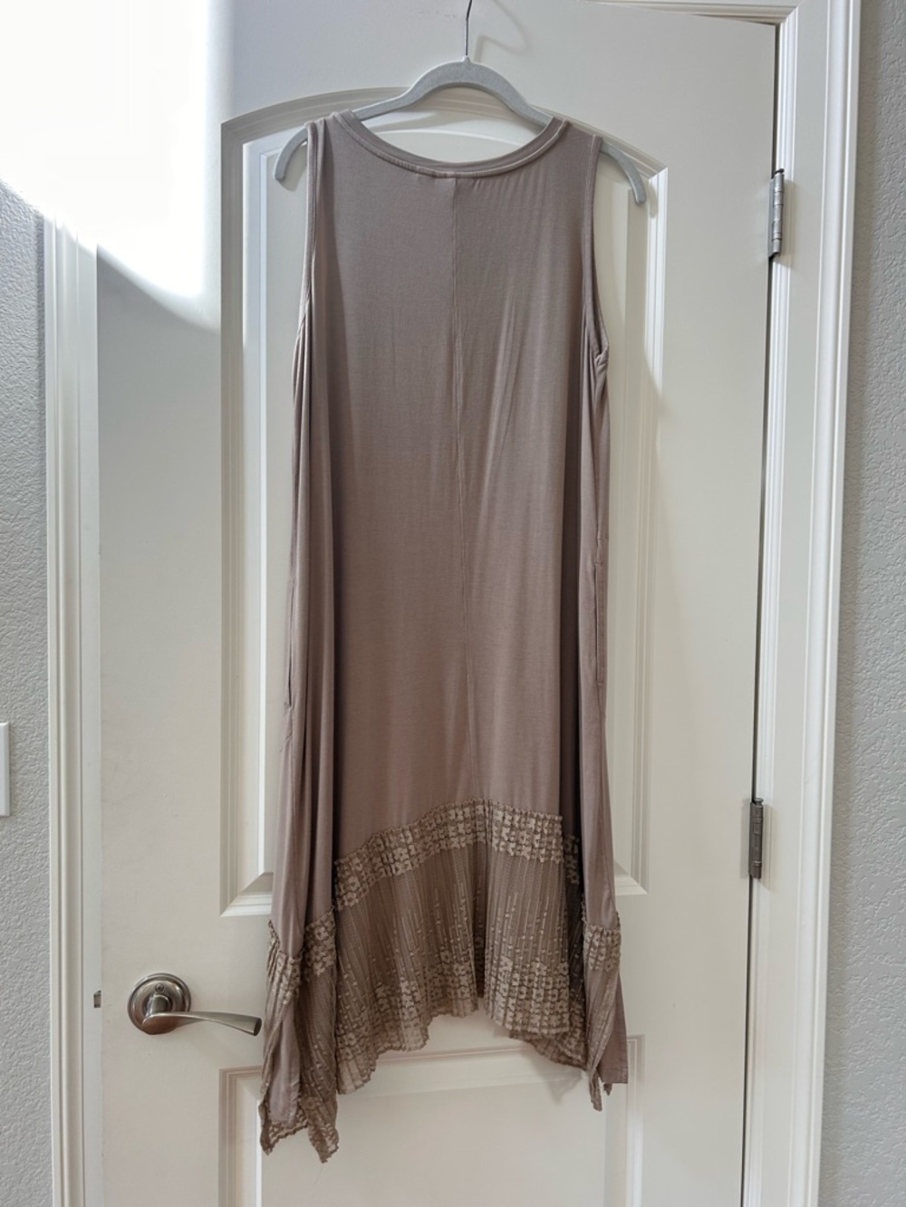 LOGO Midi pleated lace Hem Dress. Broomstick Lace. Lagenlook. Modest. Boho. MP - Picture 5 of 9